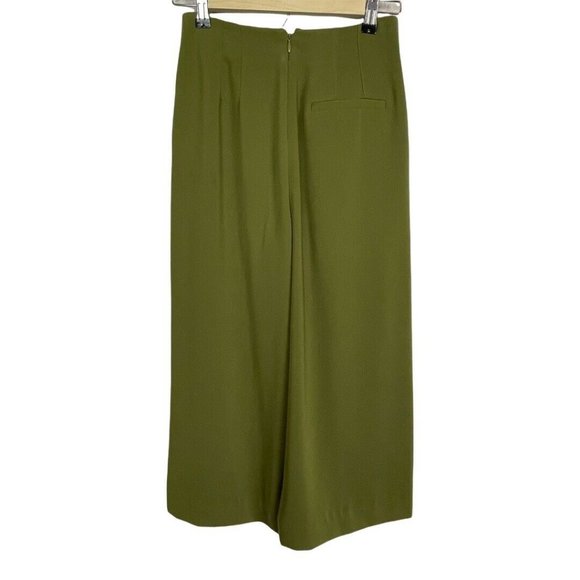 Topshop Palazzo Wide Leg Cropped Green High Waist Pants Size 0 - Picture 5 of 9